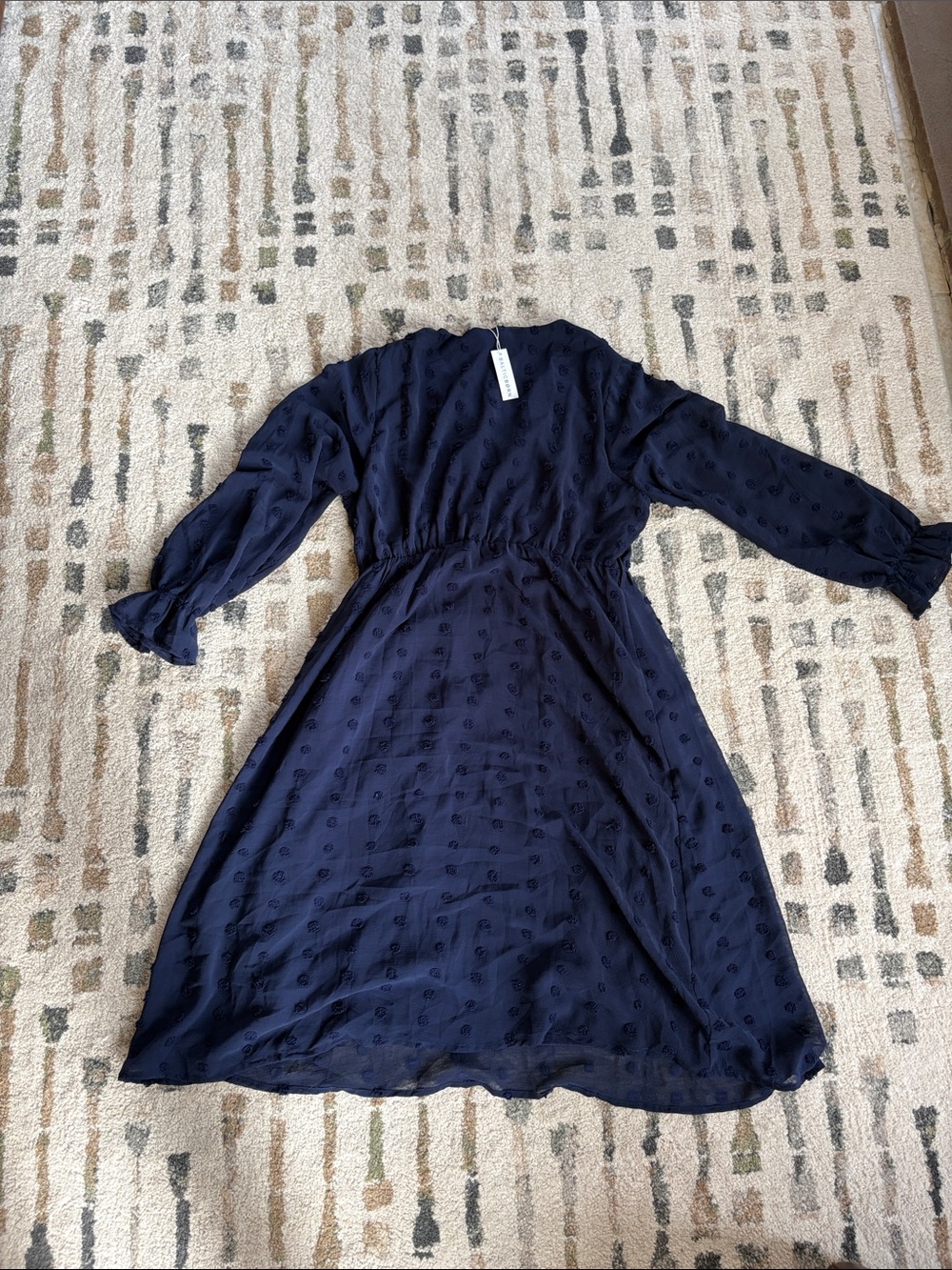 Baltic Born Navy Textured Dot Dress - NWT